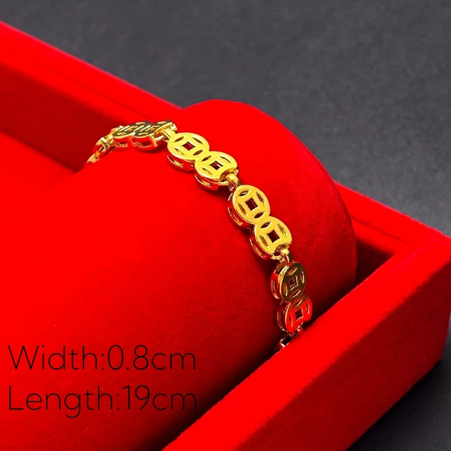 Women's Hand Bracelets Gold Color Stars Crown Cuff Link Chain Bangles Wristband High Quality Luxury Dubai Gold Jewelry Gifts