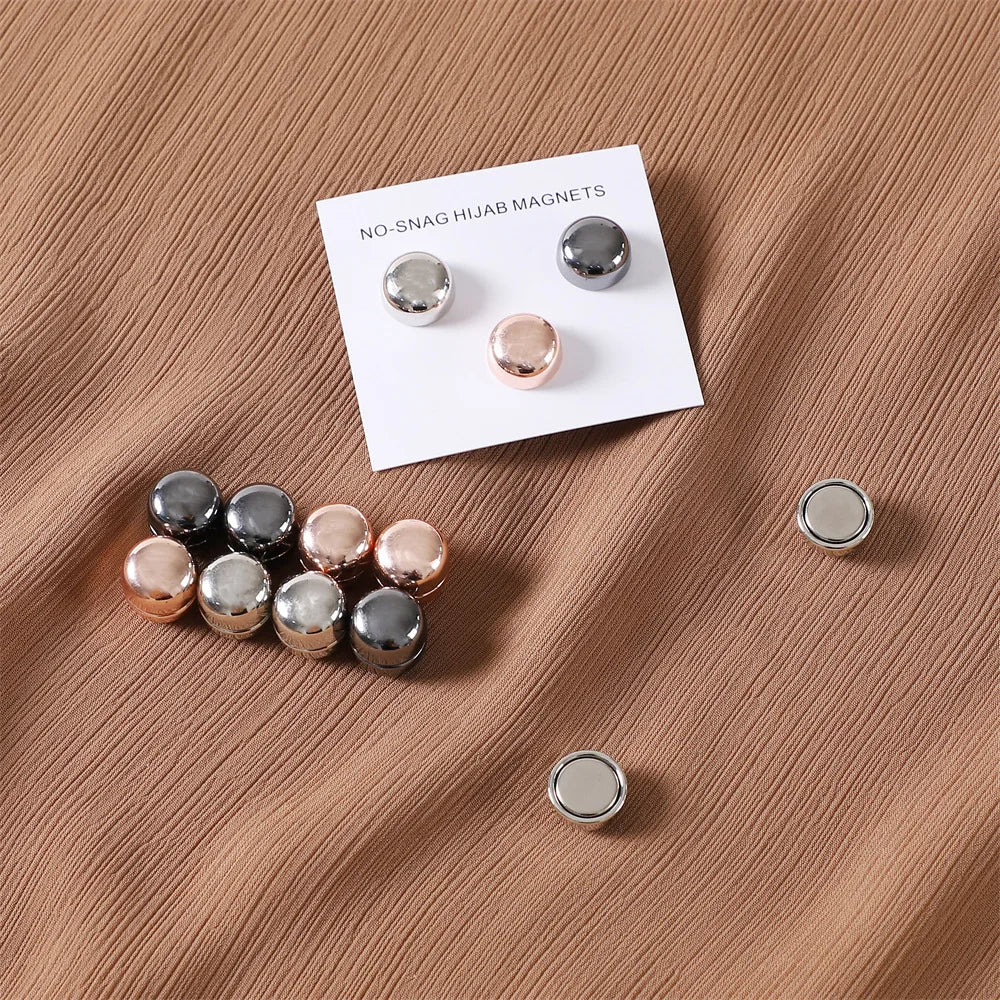 Glossy Surface No Snag Magnet Brooch Alloy Strong Magnetic Buttons Round Shawl Dual-use Collar Clip