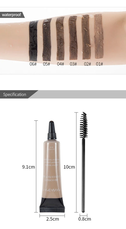 Handaiyan 10ML Long-Lasting Eyebrow Cream Enhancers Waterproof Natural Eye Brow Tinted Liquid Gel Cream Brow Makeup Cosmetics 6 Colors