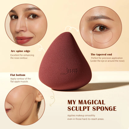 Jessup Makeup Brush Foundation Brush with Makeup Sponge,Contour Blush Concealer Highlight