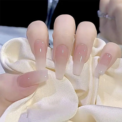 24pcs Long Ballet Fake Nails French Gradient False Nail Waterproof Faux Fingernails Red Snake Pattern Design Press on Nail Tips