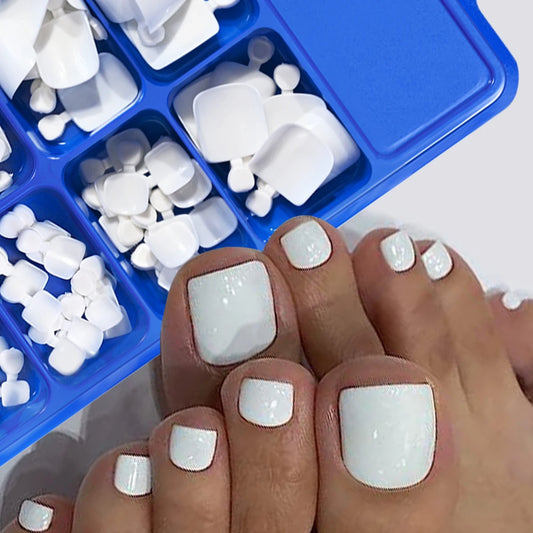 100pcs Fake Toenail Natural White Press On Toe Foot Full Cover Square Nails Art Tips Artificial Acrylic False Nail Manicure Tool