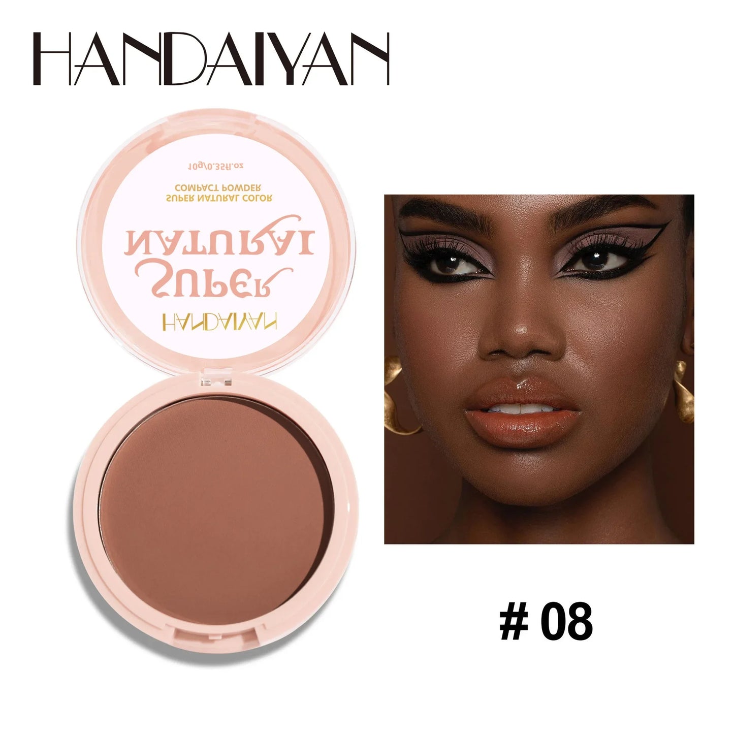 Handaiyan Matte Face Pressed Powder 24 Hours Oil Control Natural Setting Powder Foundation Full Coverage Waterproof Lasting Makeup