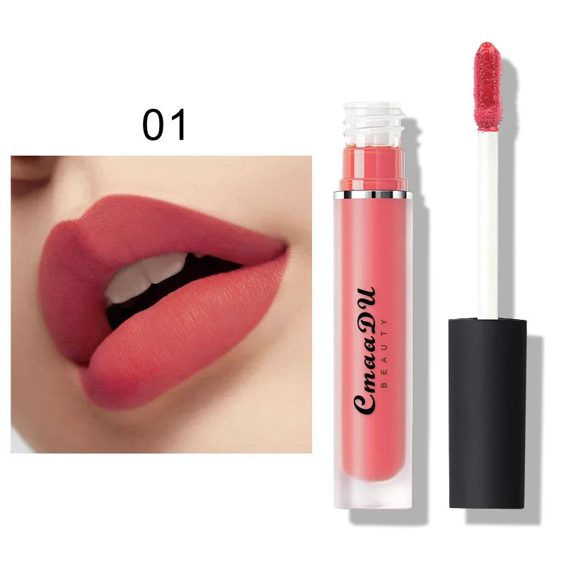 CmaaDU Nude Kiss Velvet Lip Glaze Moisturizing Sexy Lip Tint Lipstick Makeup Waterproof Last 24-Hour Lip Gloss Cosmetic