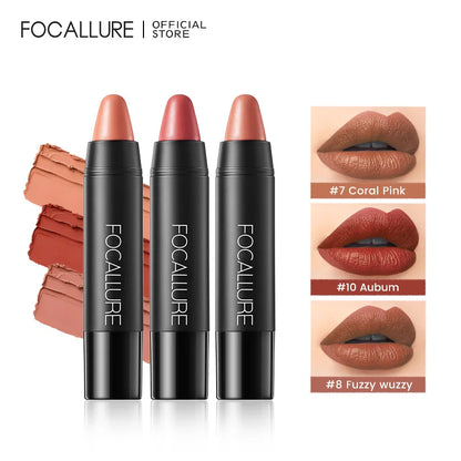 FOCALLURE Nude Velvet Matte Lipstick Waterproof Long-lasting Rendering Non-stick Sexy Lipbalm Lip Pencil Women Cosmetics Makeup