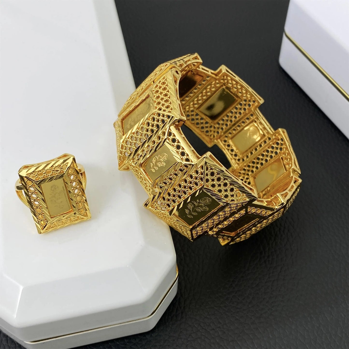 Dubai Golden African Style Bracelet, Shiny Zircon Stone, Perfect For Parties, Occasions Jewelry