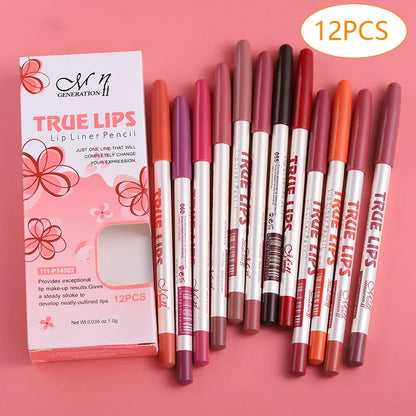 Cosmetic Nude Matte Lipstick Pen Wooden Lip Liner Waterproof Lady Lip Liner Soft Pencil Contour Makeup Lipstick Tool