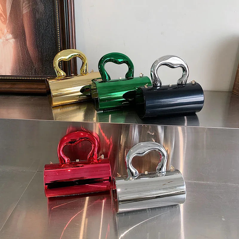 Women's Handbag Bags For Women Party Clutches Fashion Cylinder Mini Evening Purse Crossbody Shoulder Bag Gold Box Clutch