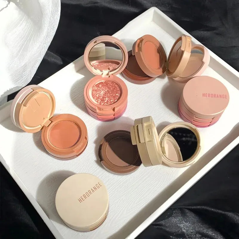 Cute Nude Glitter Eyeshadow Palette Tricolor Pearlescent Sandwich  Eye shadow
