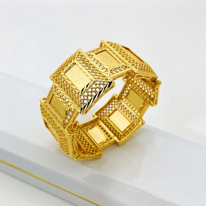 Dubai Golden African Style Bracelet, Shiny Zircon Stone, Perfect For Parties, Occasions Jewelry