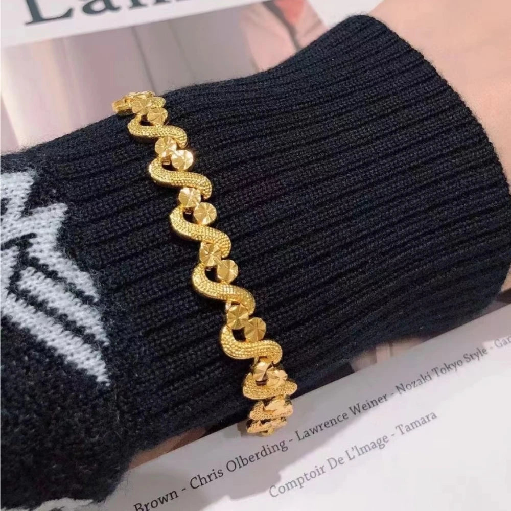 Women's Hand Bracelets Gold Color Stars Crown Cuff Link Chain Bangles Wristband High Quality Luxury Dubai Gold Jewelry Gifts