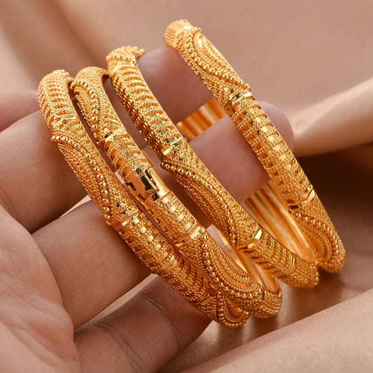 Copper Gold Color Bangles For Women Dubai Fashion Bracelet Jewelry Wedding