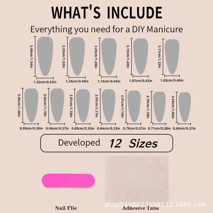 Wine Red Fake Nail Tips Long Pointed Head Glossy Press on Nails Wearable Full Cover INS Gradient Color False Nail Tips 24pcs
