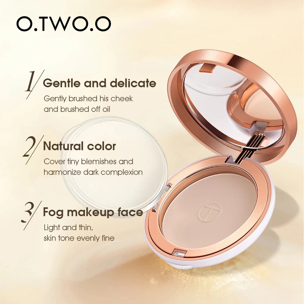 O.TWO.O Face Setting Powder Super Fine Powder Texture Oil-Control 3 Colors Matte Smooth Finish Concealer Makeup Pressed Powder