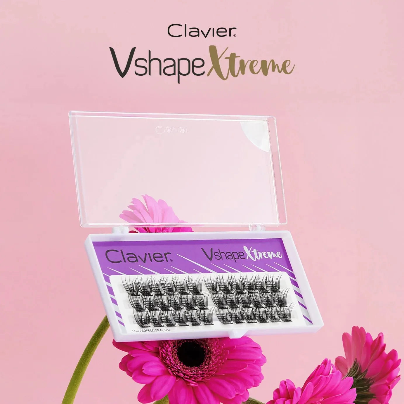 CLAVIER New Arrival Vshape Xtreme Cluster Eyelashes C curling 48 Clusters In One Tray Wide Stem Individual Lash