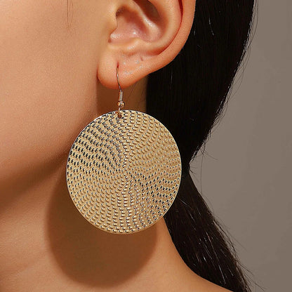 Punk Exaggerated Gold Silver Color Drop Earrings for Women Fashion Big Round Circle Dangle Earrings Statement Jewelry