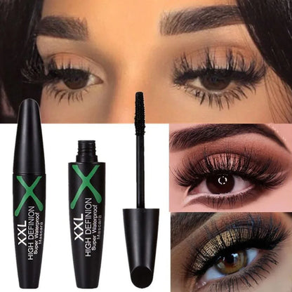 XXL 4D Silk Fiber Eyelashes Lengthening Mascara Waterproof Long Lasting Lash Black Eyelashes Extension Make Up 3D Mascara