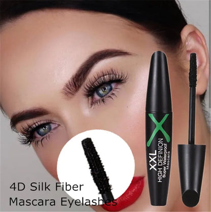 XXL 4D Silk Fiber Eyelashes Lengthening Mascara Waterproof Long Lasting Lash Black Eyelashes Extension Make Up 3D Mascara