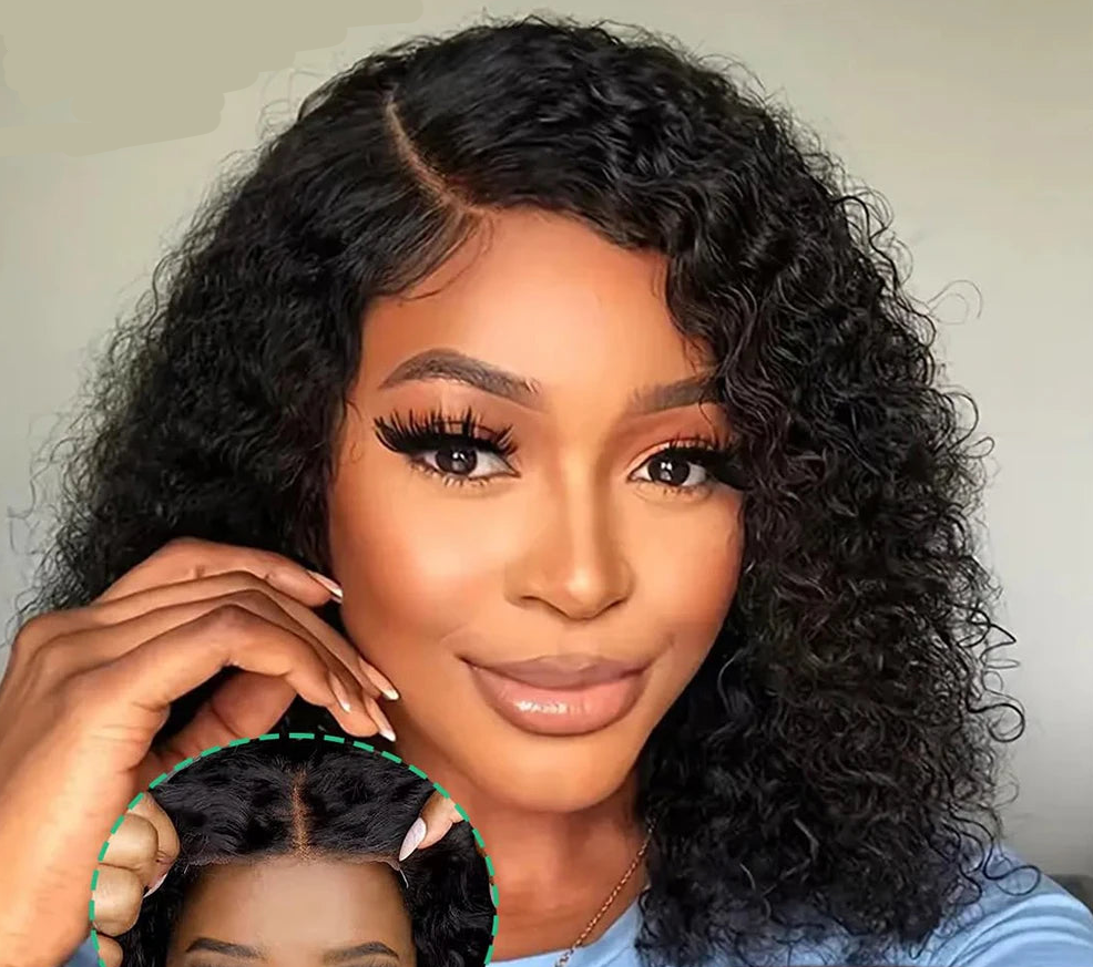 Fayniss Glueless Water Wave Bob Wigs For Women Glueless Short Bob Wig 100% Human Hair Wigs Pre Cut Lace