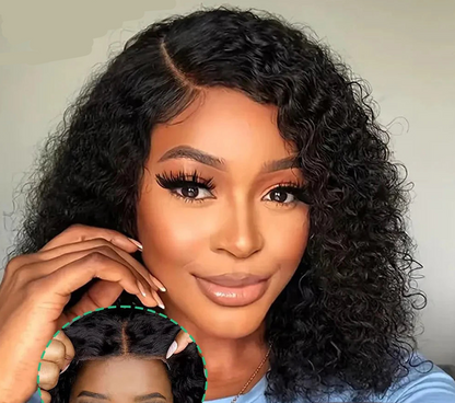 Fayniss Glueless Water Wave Bob Wigs For Women Glueless Short Bob Wig 100% Human Hair Wigs Pre Cut Lace