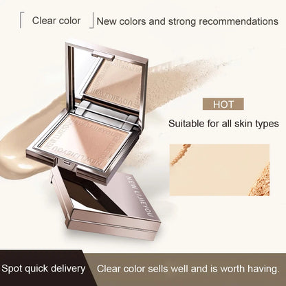 Waterproof powder with mirror, durable makeup, full face coverage, compact powder, cosmetics base