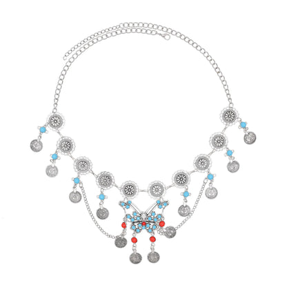 Bohemian Turkish Ethnic Metal Gypsy Beach Choker Bib Coin Tassel Collar Necklace For Women Indian Charm Turk Party Jewelry