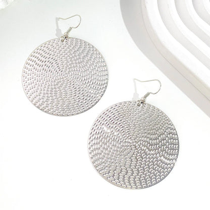 Punk Exaggerated Gold Silver Color Drop Earrings for Women Fashion Big Round Circle Dangle Earrings Statement Jewelry