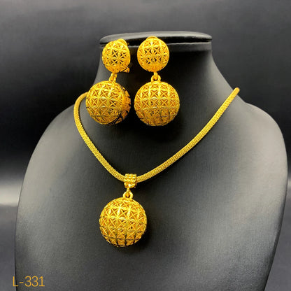 Dubai Ball 24k Gold Plated Jewelry Sets for Women Indian Bridal Costume Necklace Earrings Sets Wedding Party Gifts