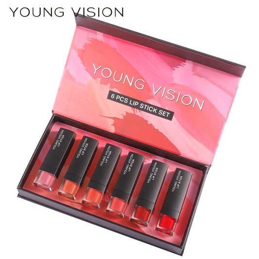 YOUNG VISION 6 pcs /set matte lipstick set non stick cup lipstick velvet moisturizing lipstick
