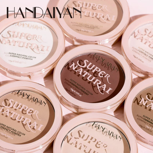 Handaiyan Matte Face Pressed Powder 24 Hours Oil Control Natural Setting Powder Foundation Full Coverage Waterproof Lasting Makeup