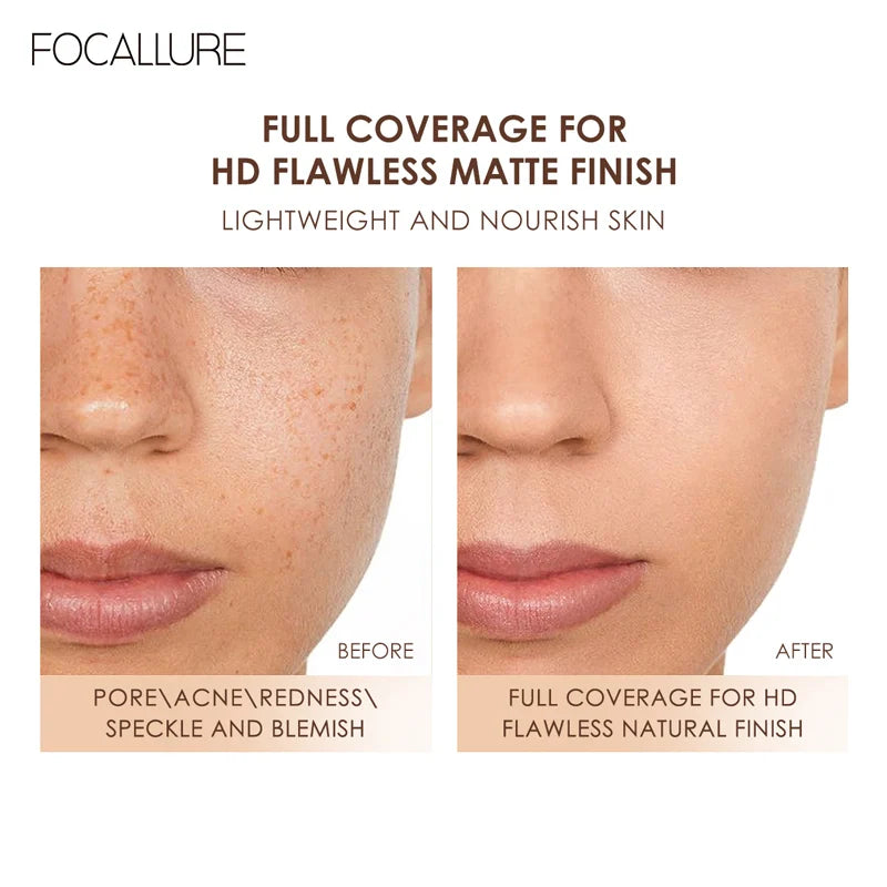 FOCALLURE Waterproof Liquid Foundation Cream Full Coverage Oil-control Long-lasting Face Concealer Base Cosmetics