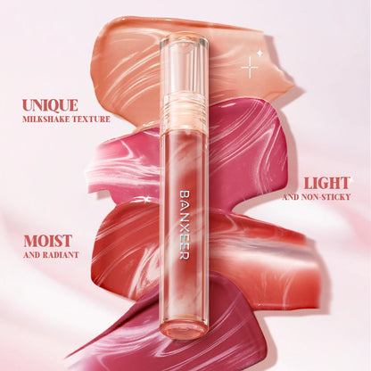 BANXEER Lip Gloss Lip Glaze Moisturizing Lightweight Non-sticky Long Lasting Glossy Plumping Repair Lip Liquid Lipstick Makeup