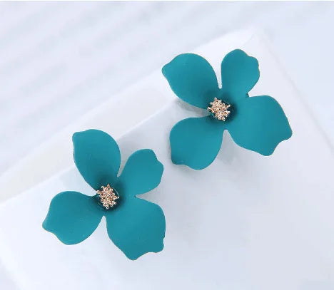 S925 Silver Needle Senior Red Petals Net Red Temperament Cute Small Flower Earrings Female Jewelry Earings Fashion Jewelry