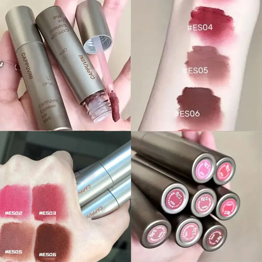 Matte lipstick lip gloss nude brown waterproof lip gloss long lasting Light Coffee Brown Lip Lacquer Matte Cinnamon Milk Tea Nud