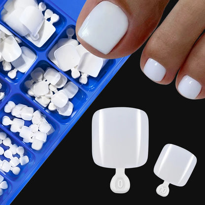 100pcs Fake Toenail Natural White Press On Toe Foot Full Cover Square Nails Art Tips Artificial Acrylic False Nail Manicure Tool