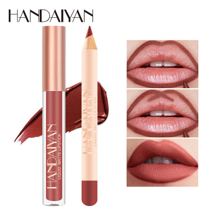 Handaiyan Lip Liner Lipgloss Set Waterproof Matte Liquid Lipstick Pencil Sexy Red Long Lasting Lipliner Makeup Cosmetics