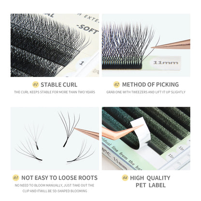 ANNAFRIS 4D 5D-W Shaped Eyelash Extension Premade Volume Fans Lashes 12line/Tray Natural Soft False Lashes