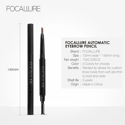 FOCALLURE 3 Colors Eyebrow Pencil Precise Brow Eyeliner Long Lasting Waterproof Blonde Brown Eye Brow Makeup Cosmetics
