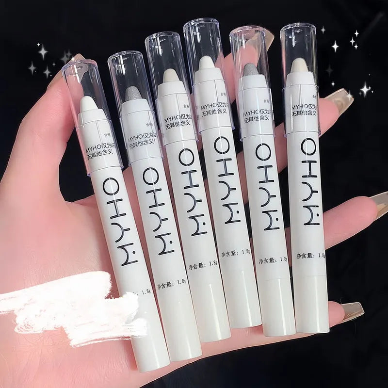 MYHO Pearlescent Matte White Highlighter Pencil Waterproof Shimmer Lasting Glitter Lying Silkworm Eyeshadow Stick Eyes Makeup