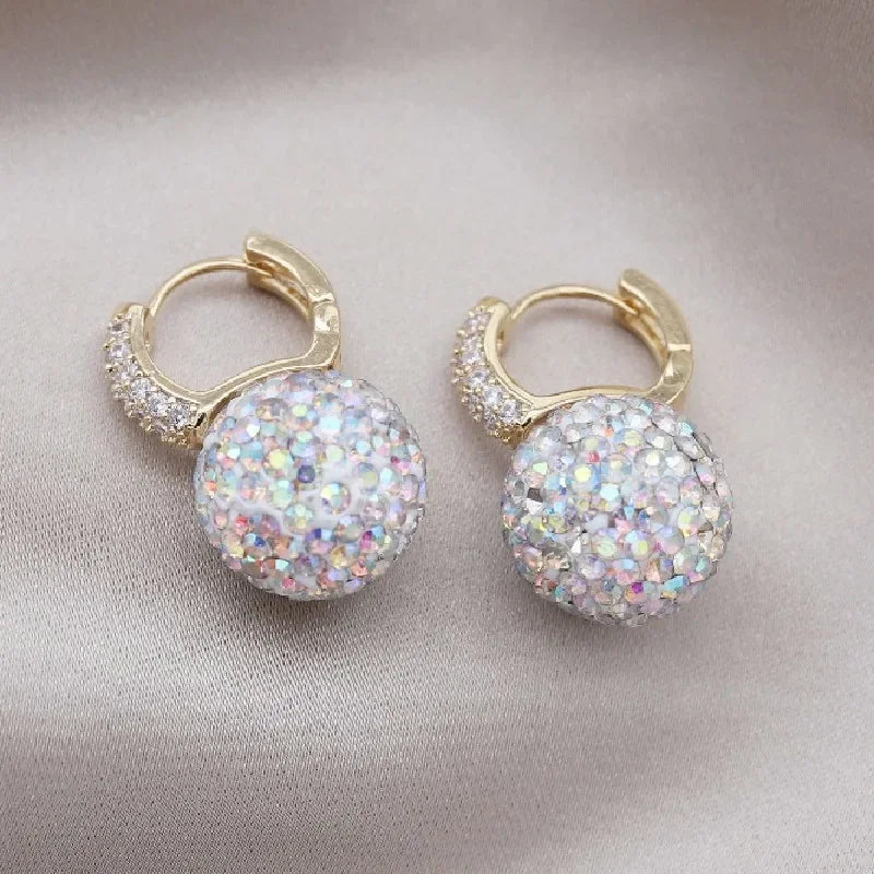 The New Fashion Jewelry Full Rhinestone Red Ball Earrings Earrings for Women