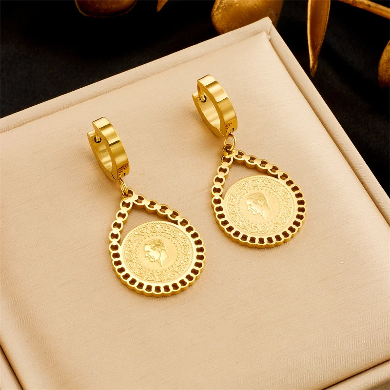 DIEYURO 316L Stainless Steel Heart Butterfly Leaf Drop Earrings For Women Girl Fashion Anti-rust Ear Jewelry