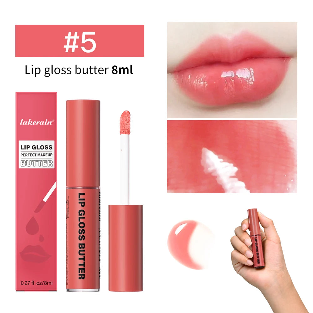 Butter Non-stick Cup Gloss Lip Gloss Moisturizing Mirror Lip Gloss Lasting Color Lip glaze Dye Lip Liquid Makeup For Women 8ml