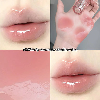 Crystal translucent lip glaze moisturizing water is not easy to fade natural color mouth red lip glaze