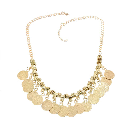 Bohemian Turkish Ethnic Metal Gypsy Beach Choker Bib Coin Tassel Collar Necklace For Women Indian Charm Turk Party Jewelry