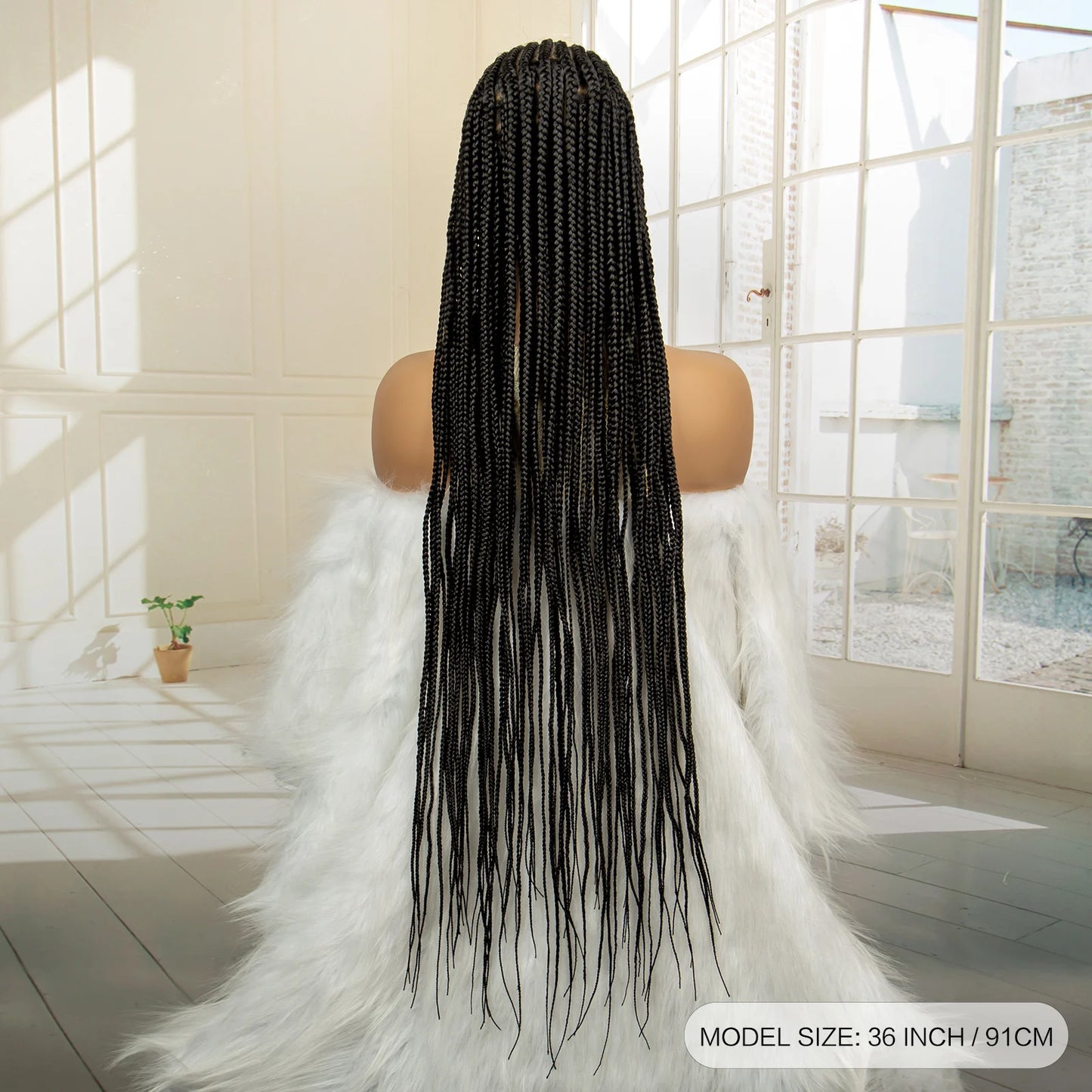 Full Lace Braided Wig Synthetic Braid Wigs Lace Frontal Wig with Baby Hair Box Braided Wig for  Women Knotless Braid Wigs