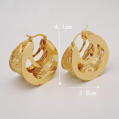 Fashion Dubai Jewelry Sets Gold Color Pendant Copper Classic Earrings Necklace For Women Daily Wear Party Anniversary Gifts