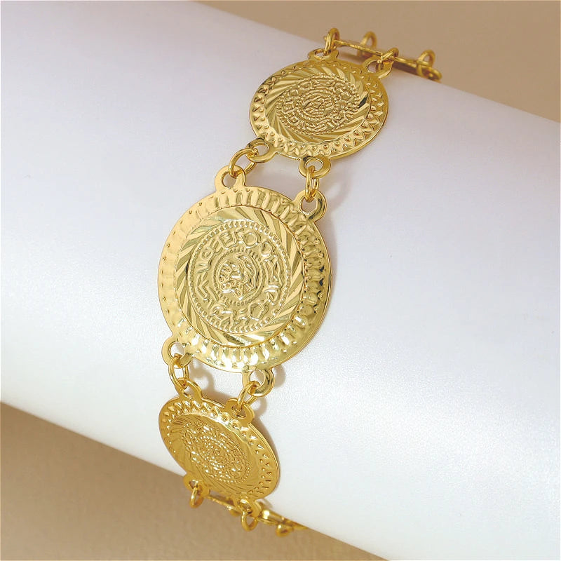 KDE Coin Bracelet for Women Gold Color jewelry Exquisite Party Gift Dubai Luxury Bracelet