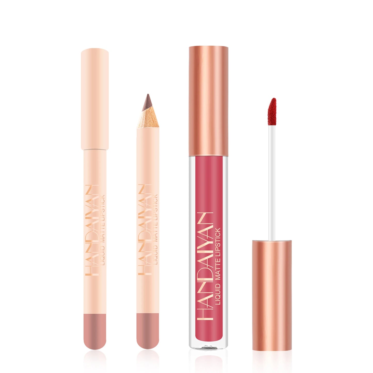 Handaiyan Lip Liner Lipgloss Set Waterproof Matte Liquid Lipstick Pencil Sexy Red Long Lasting Lipliner Makeup Cosmetics