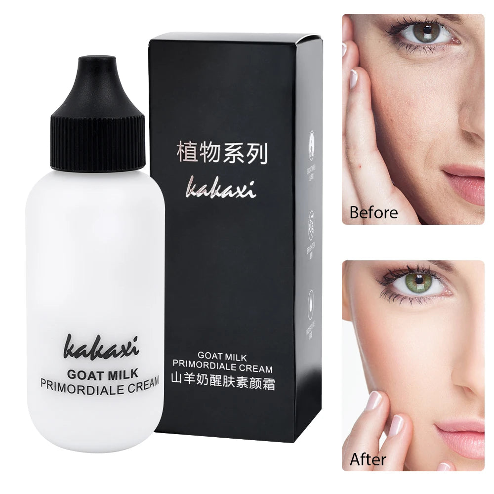 Lazy Facial Liquid Foundation Goat Milk Full Coverage Waterproof Tonal Cream Base Primer Makeup Brightening Korean Cosmetic 50ml