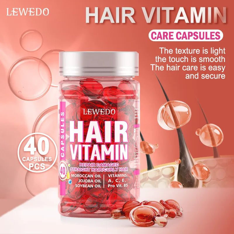 LEWEDO Hair Vitamin Capsule Hair Repair Damaged Hair Care Capsules Essence Protein Smooth Hair Care Repair Anti Loss Essential Oil